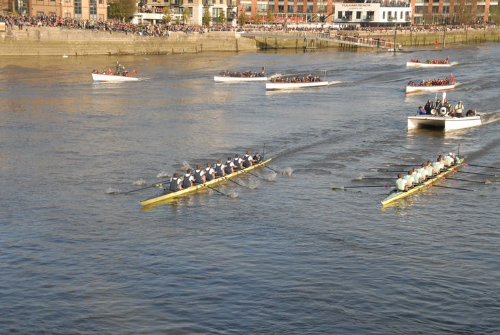 The Boat Race taking place on the Thames