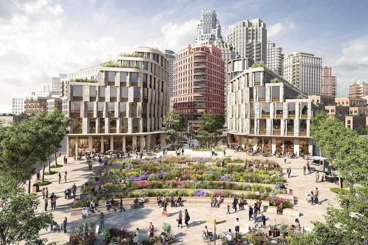 The proposed development from the direction of Earl's Court station's western exit. 