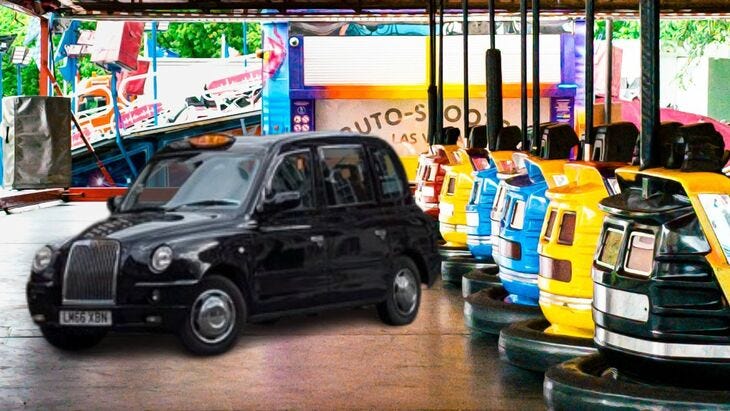 A black cab as a dodgem