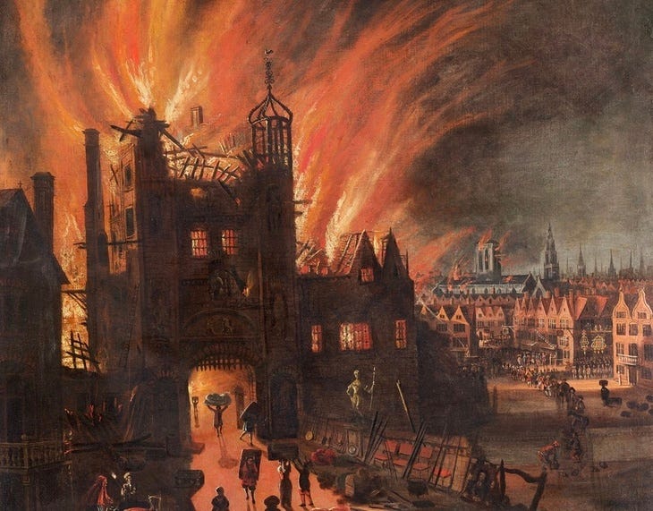 A painting of London burning