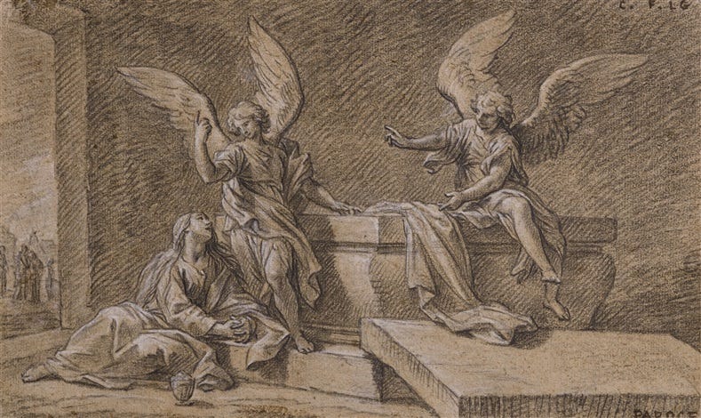 MARY MAGDALENE WITH TWO ANGELS AT THE TOMB OF CHRIST by Pierre Parrocel on  artnet