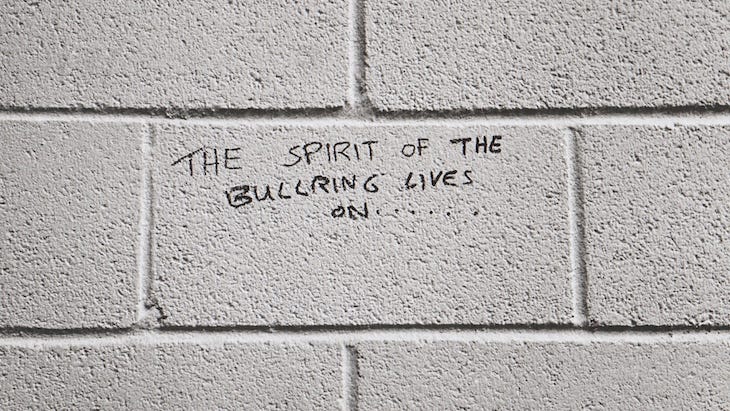 Graffiti on bricks - 'the spirit of the bullring lives on 