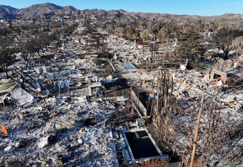 An aerial view of Pacific Palisades, California