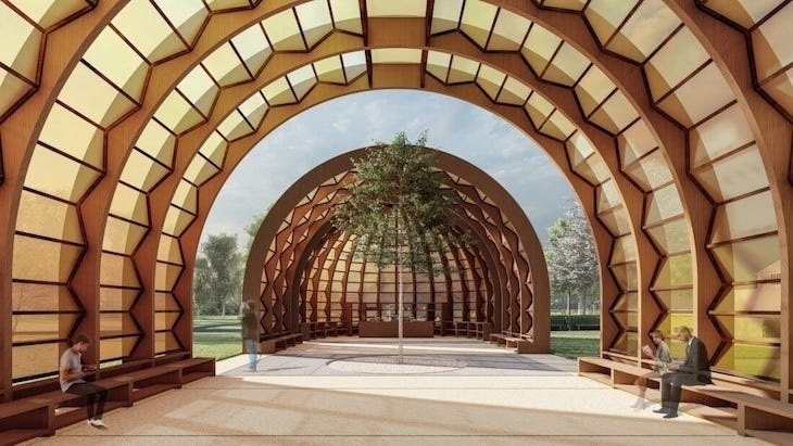 A curved pavilion