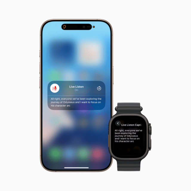 Live Listen controls come to Apple Watch with a new set of features, including real-time Live Captions.