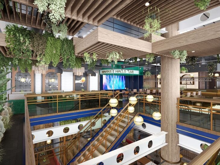 An empty food hall