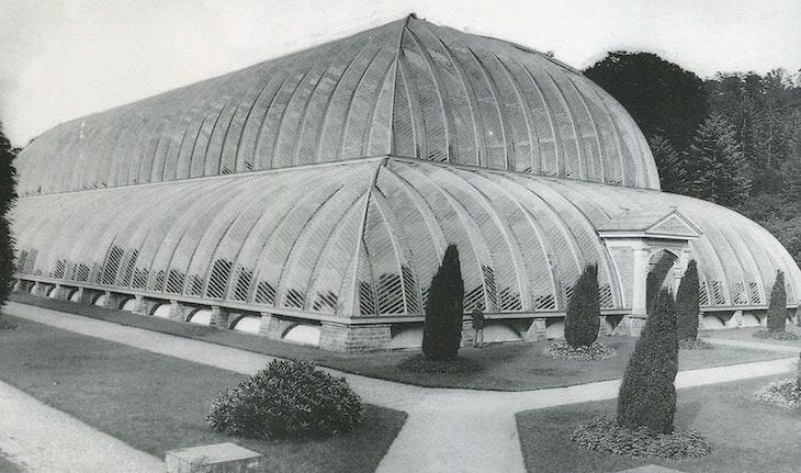 The great greenhouse at Chatsworth. Looks all bouncy like a big air cushion. Wasn't.