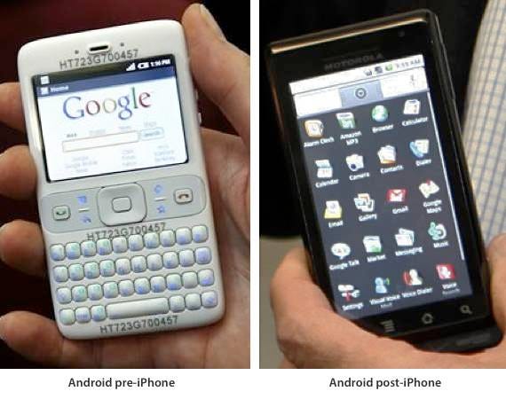 Google Android before and after Apple's iPhone