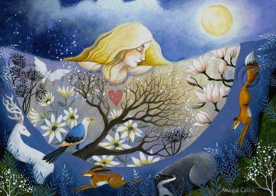 Print Titled mother Nature by Amanda Clark Fairytale Art Print, Animal  Artwork, Goddess Art, Mother Nature Print, Woodland Art - Etsy