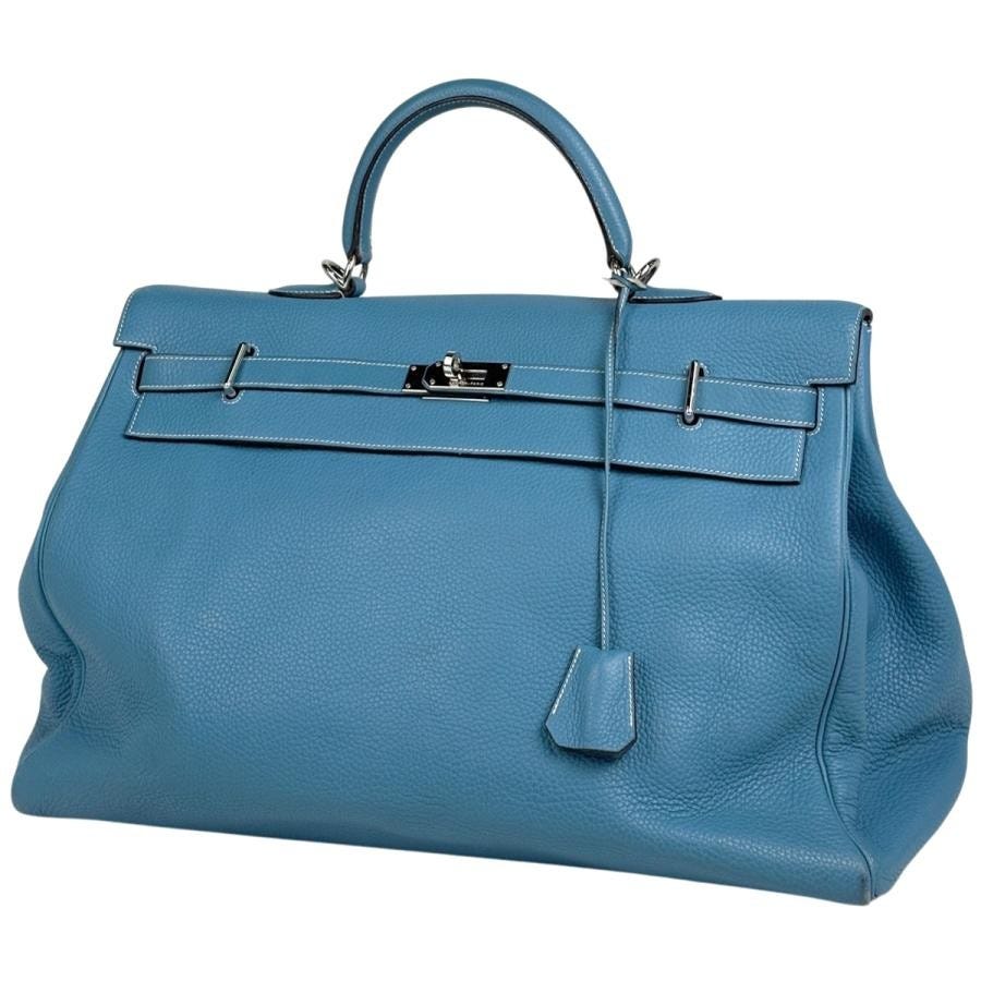 Hermès Kelly Voyage 50 in Togo, Blue Jean, from Japan