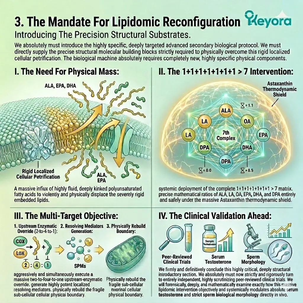 The 1+1+1+1+1+1+1 > 7 matrix executes a 2-4:1 enzymatic override, providing structural substrates to displace rigid lipids and end cellular petrification.