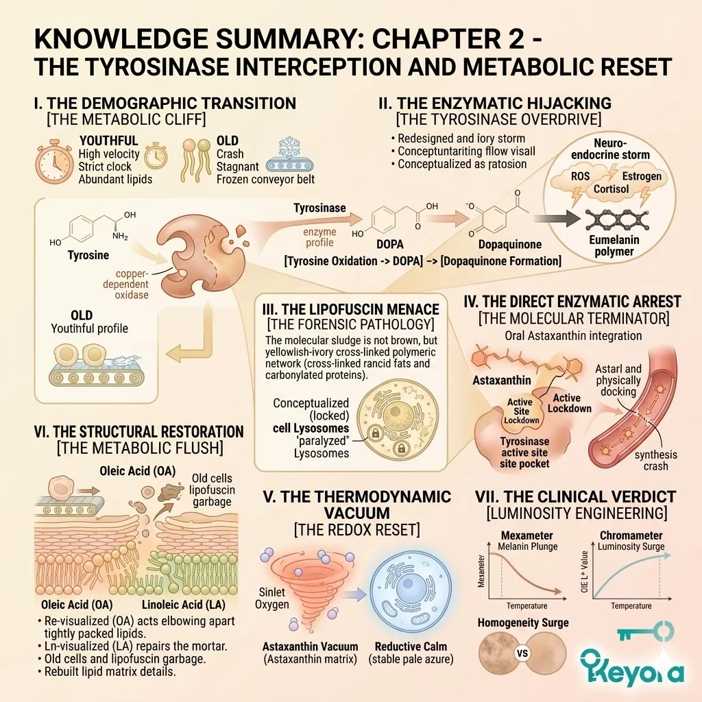 The Knowledge Summary of Chapter 2 serves as the definitive technical blueprint for the internal arrest of the pigmentation machinery and the mechanical restoration of the epidermal conveyor belt.