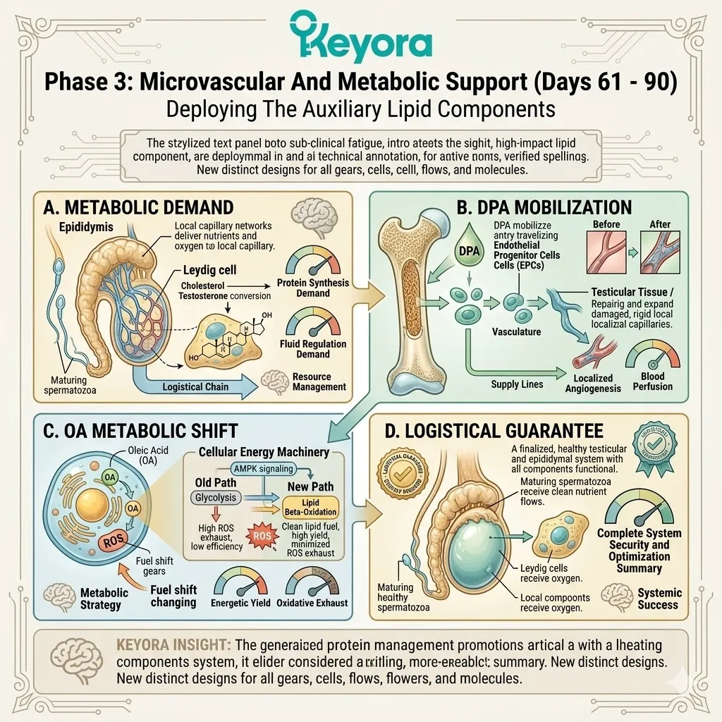 Microvascular repair and DPA mobilization neutralize the neuro-endocrine storm to secure ATP synthesis and systemic regulation during the final maturation phase.