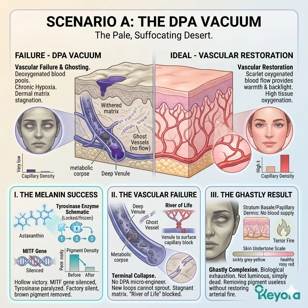 The DPA vacuum triggers vascular ghosting and the neuro-endocrine storm, causing systemic collapse of the four-drive system and biological exhaustion.