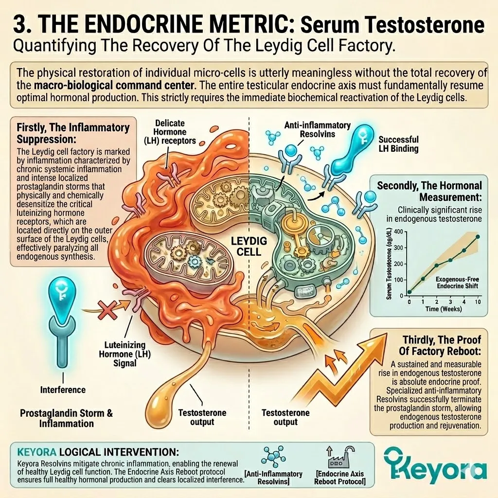Leydig cell factory activating to neutralize the Neuro-Endocrine Storm, restoring Serum Testosterone and ATP synthesis for systemic regulator sovereignty.