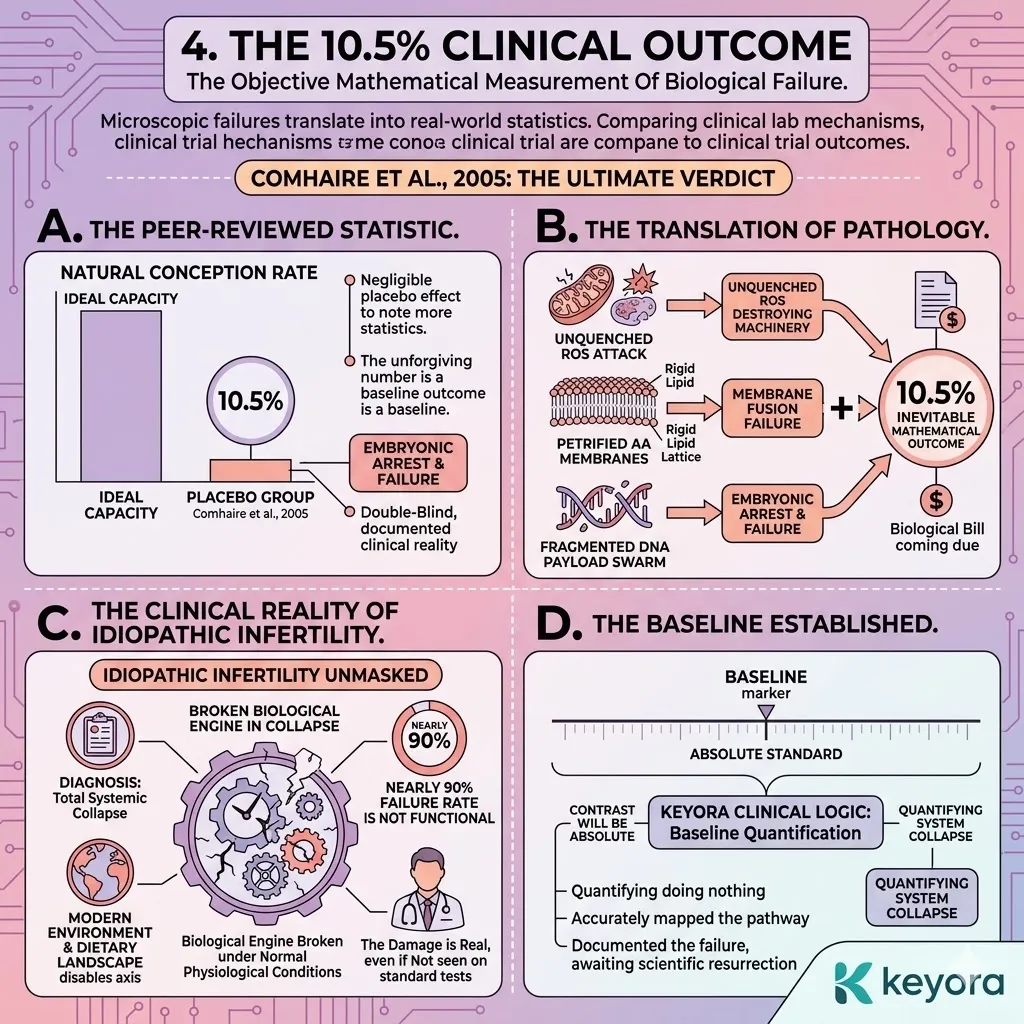 Unshielded oxidative failure and 15:1 dietary sabotage drive the neuro-endocrine storm, resulting in a systemic 10.5% biological collapse.