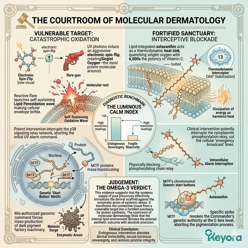 Ultraviolet radiation triggers reactive oxygen species as a molecular flare gun, signaling the blind melanocyte sentinel to initiate melanin synthesis.The neuro-endocrine storm induces an enzymatic hijacking and industrial ferocity of tyrosinase, welding the pigmentation on-switch into a state of pathological overdrive.