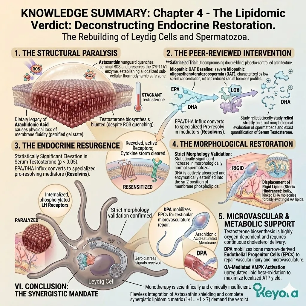 The 1+1+1+1+1+1+1 > 7 matrix and Astaxanthin shield synergistically restore LH receptor sensitivity, membrane fluidity, and microvascular integrity for endocrine resurgence.