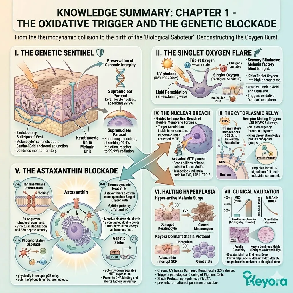 The Luminous Matrix Knowledge Summary codifies the architectural transition from oxidative chaos to genetic sovereignty and endogenous invincibility.