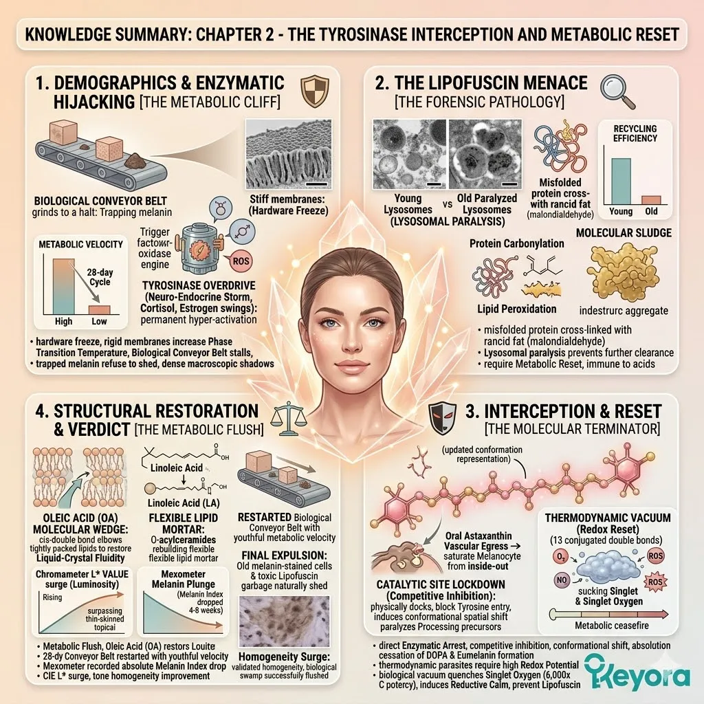 The Knowledge Summary of Chapter 2 serves as the definitive technical blueprint for the internal arrest of the pigmentation machinery and the mechanical restoration of the epidermal conveyor belt.