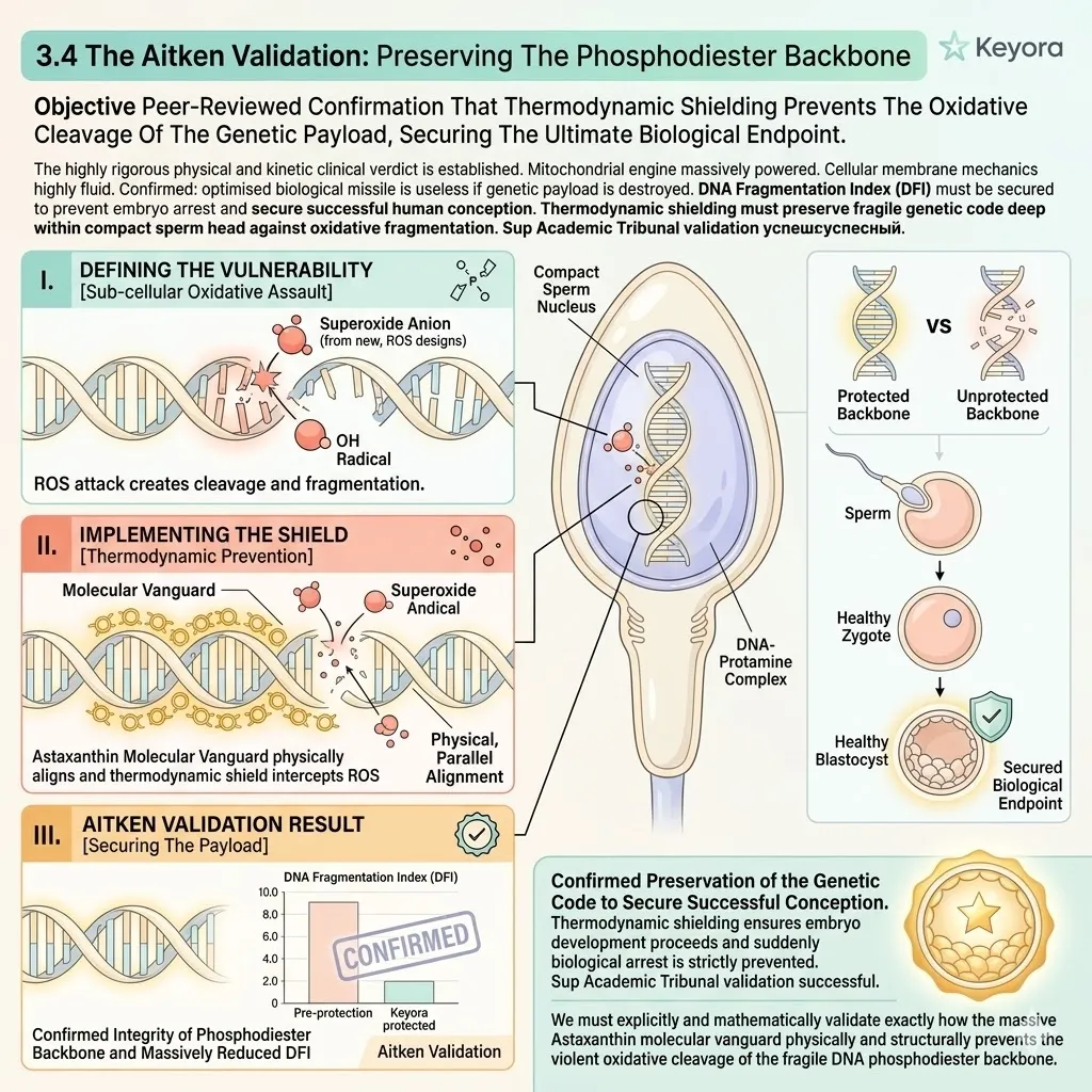 The Astaxanthin vanguard prevents oxidative cleavage of the DNA phosphodiester backbone, securing the genetic payload and the ultimate Four-Drive System endpoint.