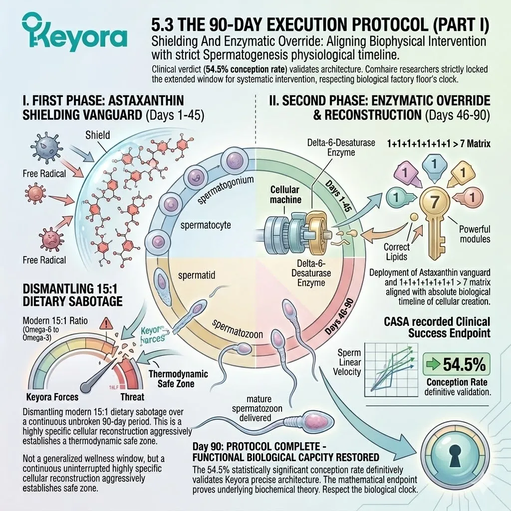 Thermodynamic shielding aligns with the spermatogenesis cycle to neutralize the neuro-endocrine storm and secure the blueprint for systemic regulation.