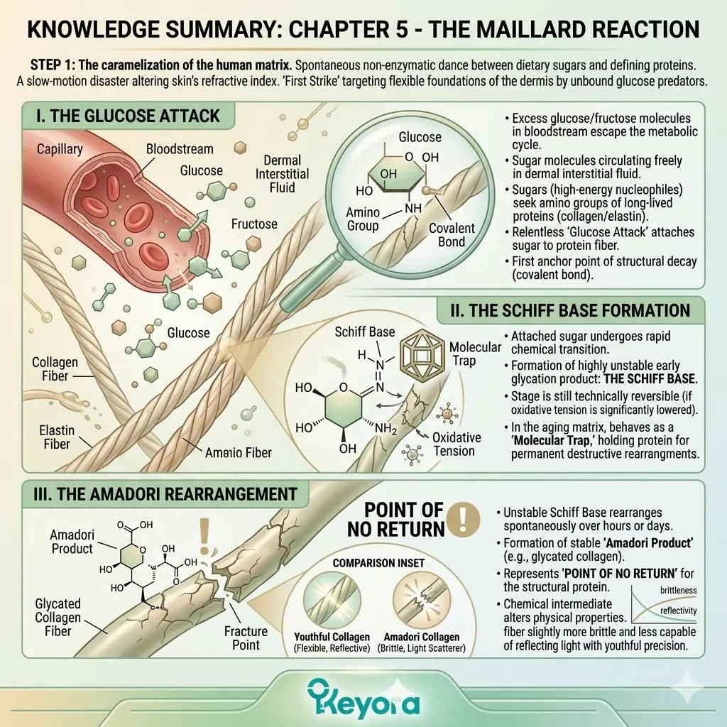 Keyora systemic interception neutralizes the glucose attack and Amadori rearrangement to prevent structural decay and maintain youthful optical sovereignty.