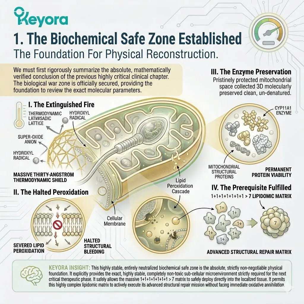 The Four-Drive System establishes a thermodynamic shield for CYP11A1 preservation, halting lipid peroxidation to secure a permanent Biochemical Safe Zone.