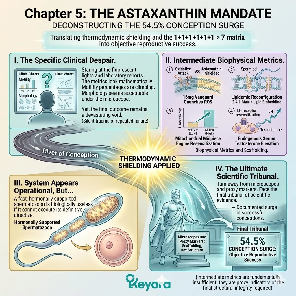 Astaxanthin thermodynamic shielding optimizes ATP synthesis to counteract the neuro-endocrine storm and secure the blueprint for reproductive success.