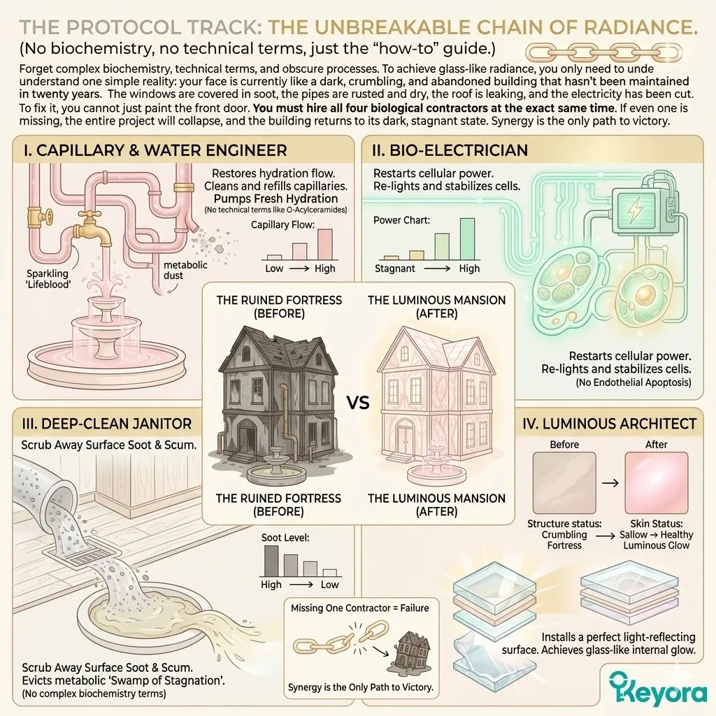 The unbreakable chain of radiance mandates the simultaneous activation of all four biological contractors to resolve the neuro-endocrine storm and achieve systemic sovereignty.