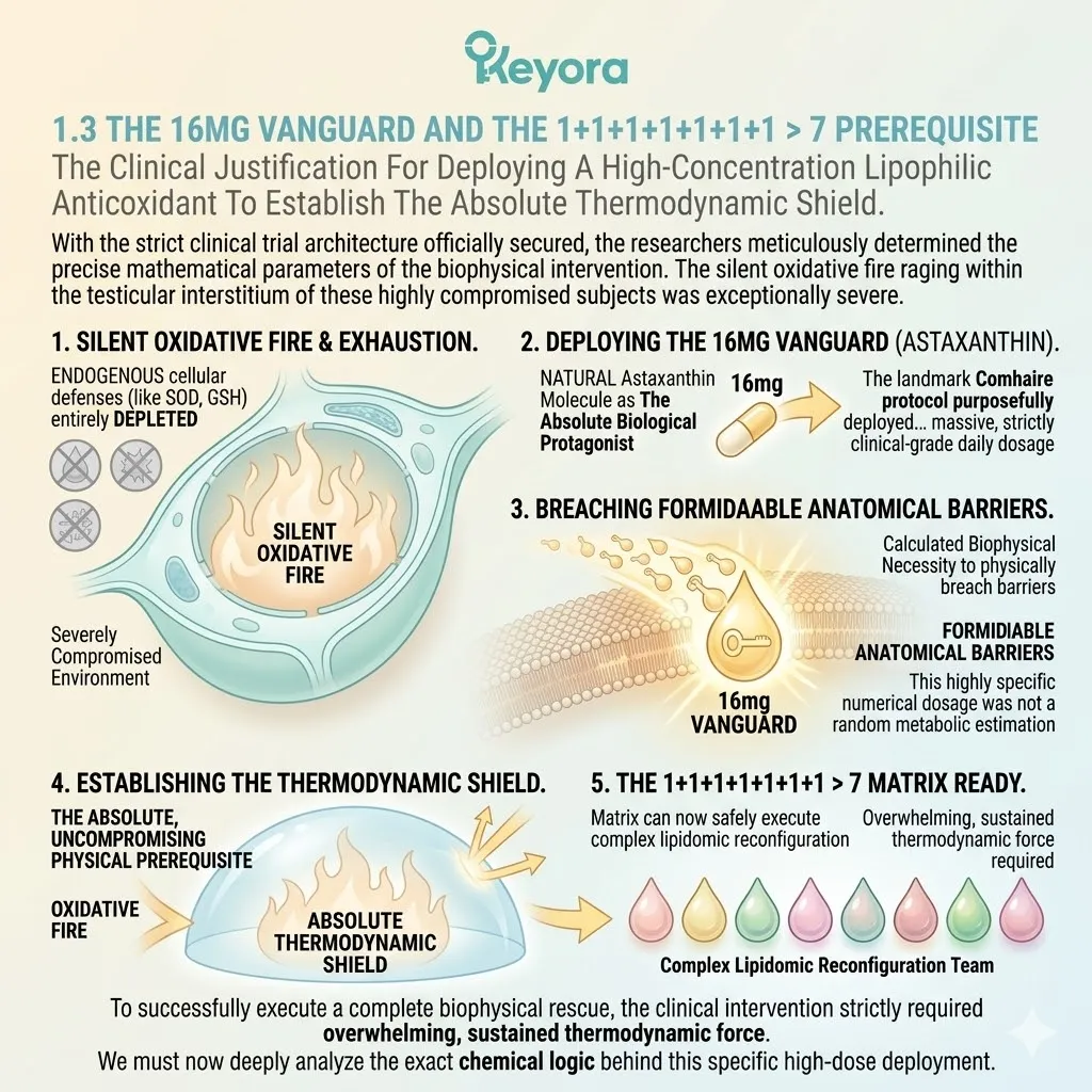The 16mg vanguard establishes a thermodynamic shield to breach the blood-testis barrier, enabling ATP synthesis and the Four-Drive System's sovereignty.