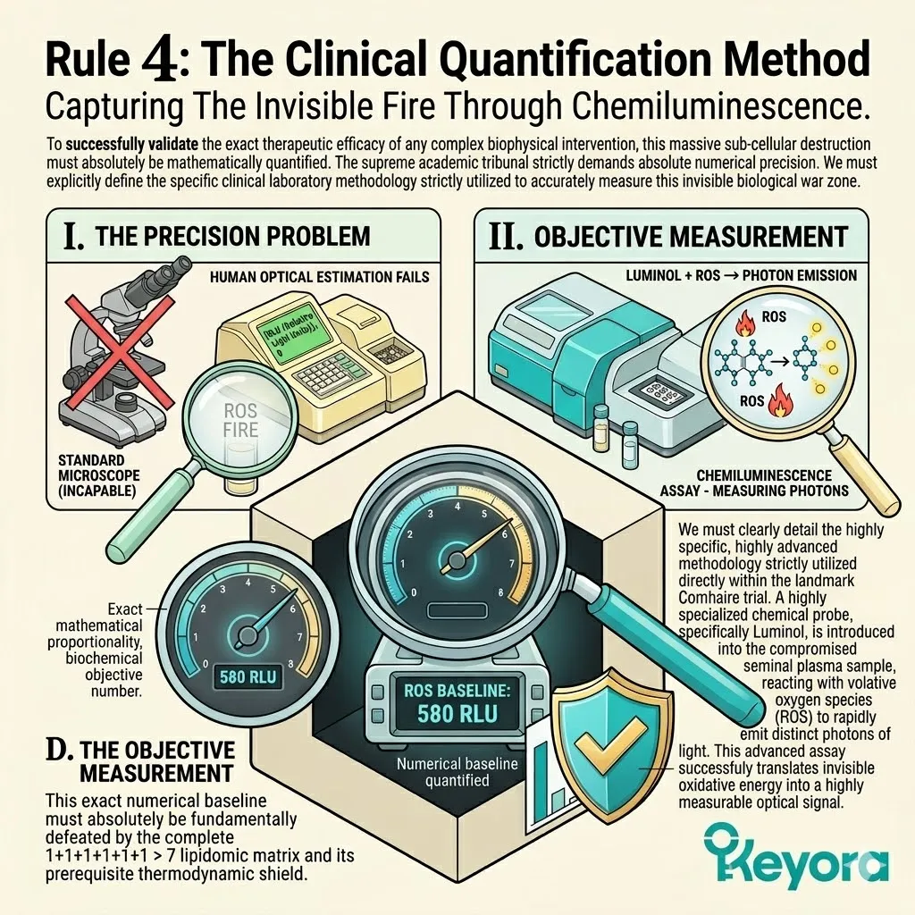 Luminol probes in chemiluminescence assays translate oxidative energy into measurable photons to quantify the sub-cellular killers within the Keyora framework.