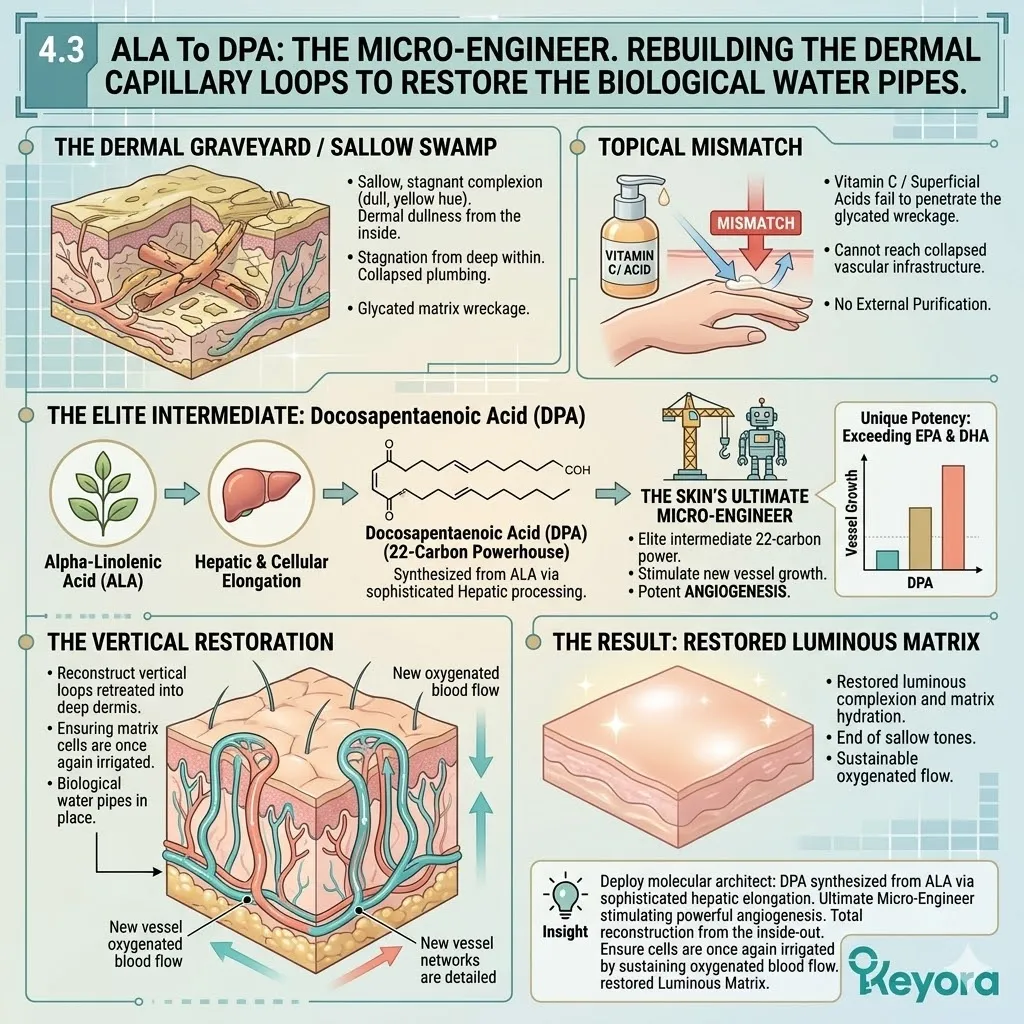 Keyora ALA to DPA synthesis engineers microcapillary reconstruction to reverse vascular retreat and restore systemic oxygenated flow for neurological sovereignty.