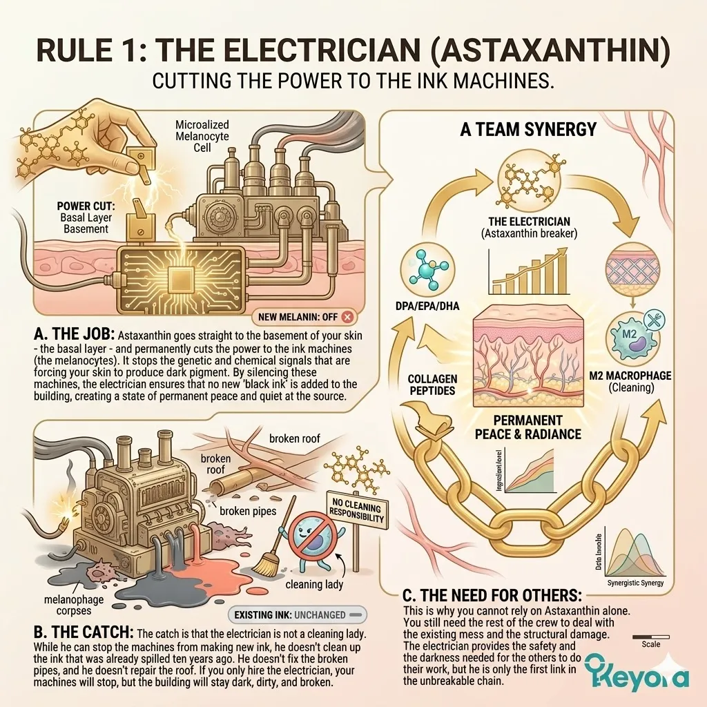 The electrician executes a genetic blockade of the melanin factory to resolve the neuro-endocrine storm and establish systemic neurological sovereignty.