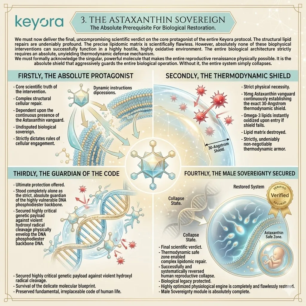 Thermodynamic shielding via the Astaxanthin sovereign protects the phosphodiester backbone and enables the blueprint for systemic regulation.
