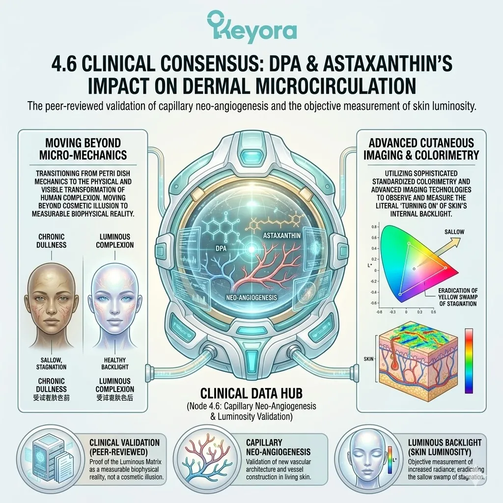 Keyora clinical validation utilizes advanced colorimetry to quantify neo-angiogenesis and the systemic eradication of sallow stagnation for luminosity.