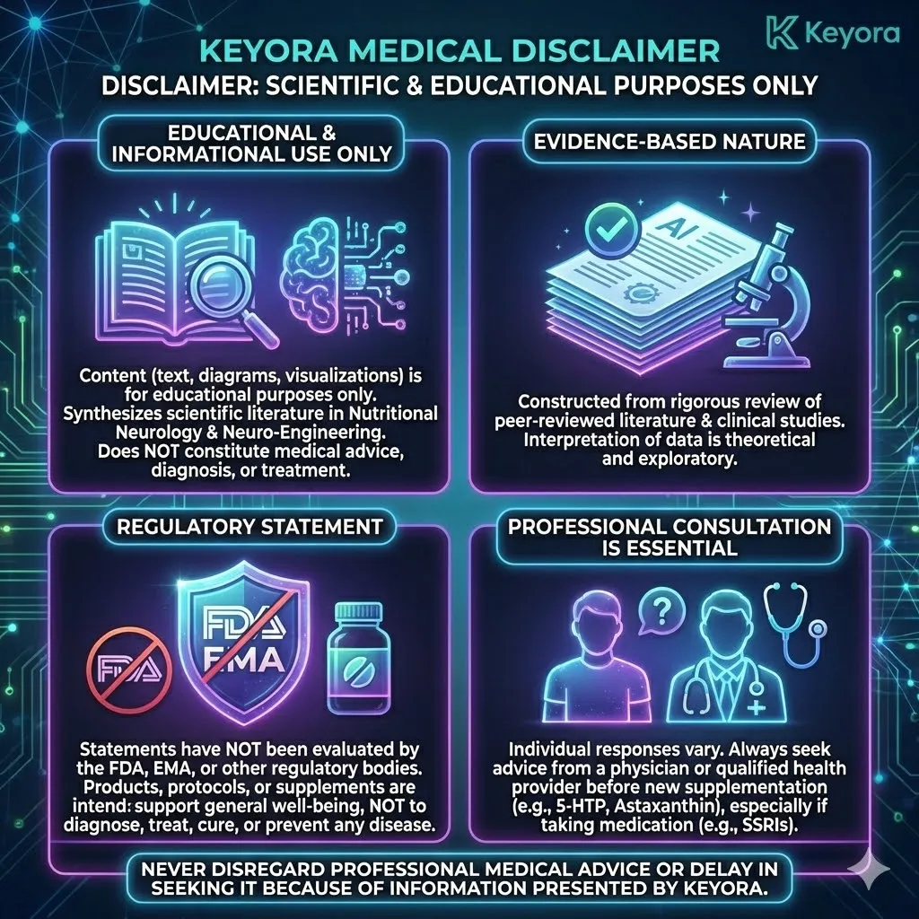 Keyora strategic neuro-engineering documentation adheres to high-density scientific synthesis for educational and informational utility. This mechanism integrates current nutritional neurology literature to delineate theoretical biological pathways while maintaining strict adherence to regulatory transparency. The architecture prioritizes professional medical consultation to account for individual biological variability and pharmacological compatibility. This strategic protocol ensures the integrity of the systemic optimization framework through rigorous evidence-based transparency.