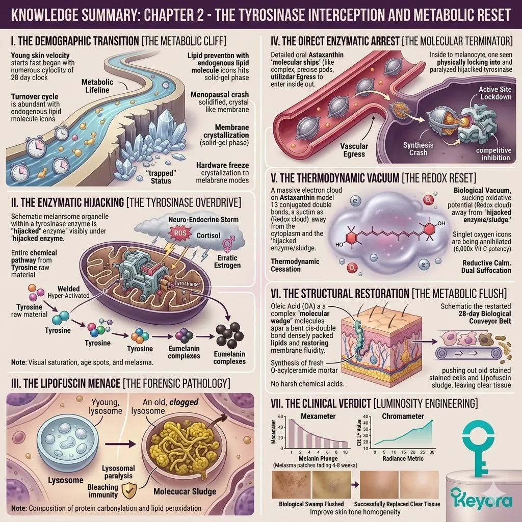 The Knowledge Summary of Chapter 2 serves as the definitive technical blueprint for the internal arrest of the pigmentation machinery and the mechanical restoration of the epidermal conveyor belt.