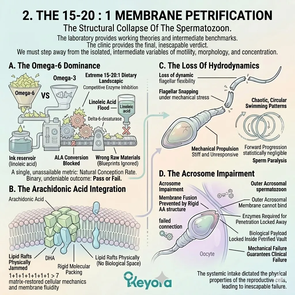 Membrane petrification via Omega-6 dominance fuels the neuro-endocrine storm and disrupts systemic regulation by destroying the fluid mosaic model.