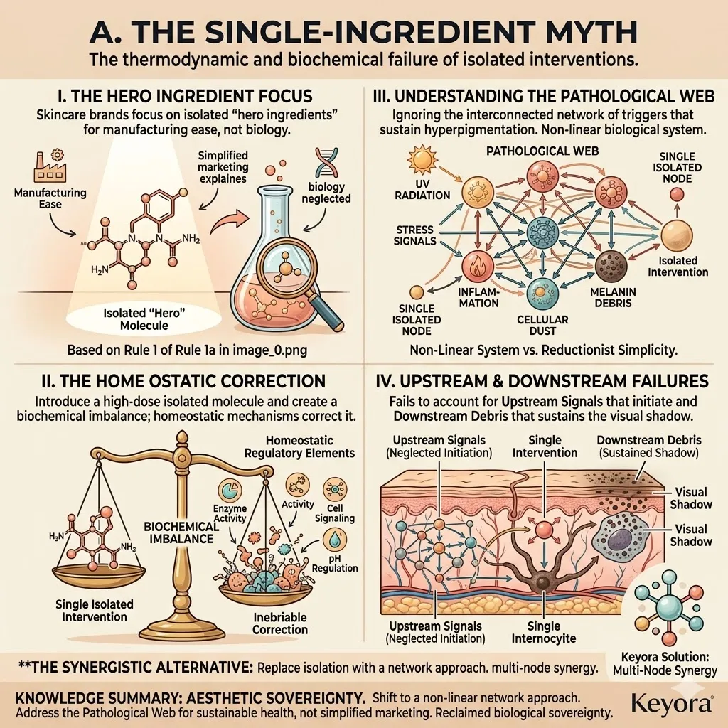 Isolated molecules fail the four-drive system by ignoring the pathological web, whereas systemic regulators restore homeostatic balance for sovereignty.
