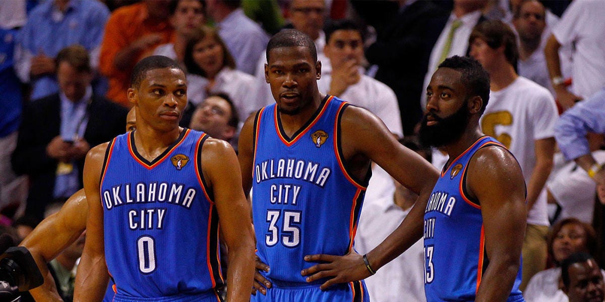 Former Thunder players James Harden, Kevin Durant reunited in Brooklyn