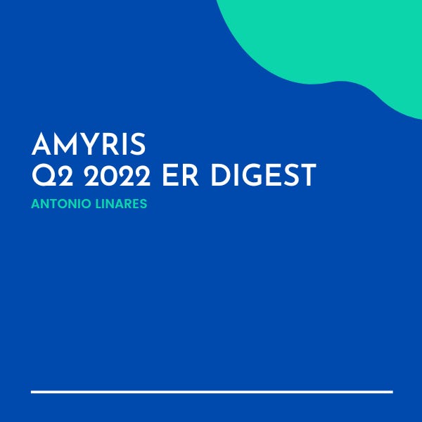 Amyris Q2 2022 ER Digest - by Antonio Linares
