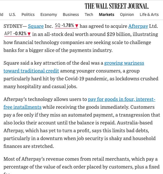 Square acquires Afterpay for $29B to expand into 'buy now pay later