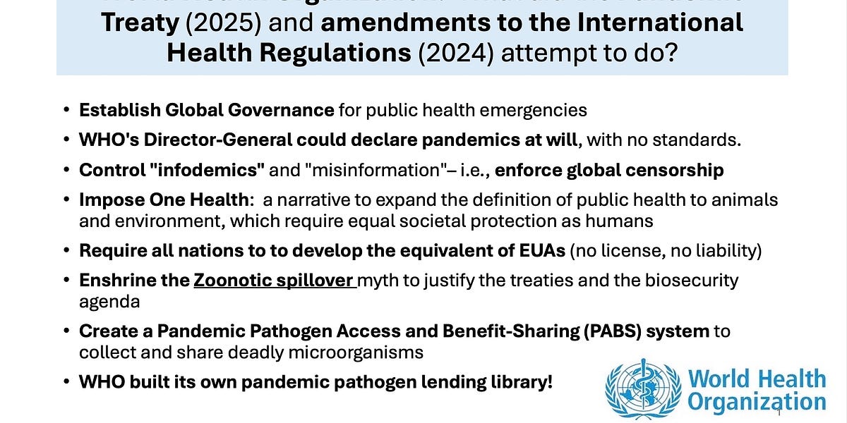 The real reason for the Pandemic Agreement -- beware believing it is to help during pandemics.