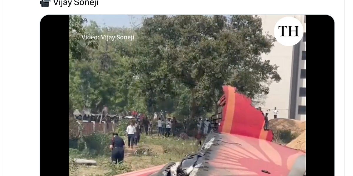 First Ever Boeing Dreamliner 787 Crash Kills 242 Passengers on Air India Flight From Ahmedebad Bound For London: Appears To Be Dual Engine Failure Which Is Almost Impossible Statistically;