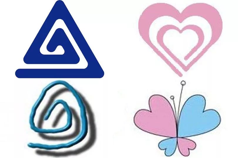 JUNE: THE TRANS FLAG IS A PEDO FLAG. you just need basic geometry and the ability to see and think for yourself. they are flying pedo symbols everywhere.