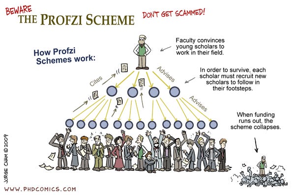 The Pofzi Scheme of Academia: Investigating the Unsustainable Research and Graduate Studies Pyramid