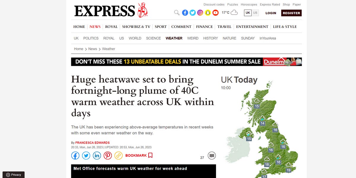 Psy Op Wars: The British Are Being Subjected To 40C Extreme Heat Propaganda