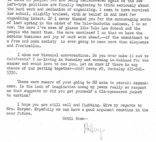 Hillary Clinton’s Letter To Saul Alinsky