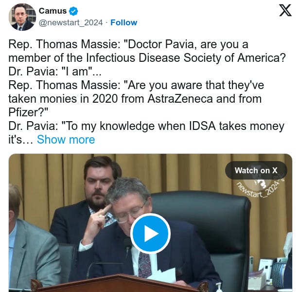 Nothing To See Here: Infectious Disease Society of America Took Money From Pfizer and AstraZeneca